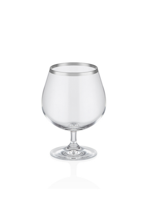 Dalia Platin Yaldızlı 350 ml 6 Parça Cam Konyak Kadehi