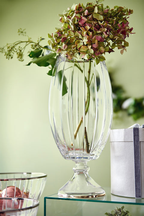 Accademia Platin Yaldızlı 31,5 cm Ayaklı Cam Vazo