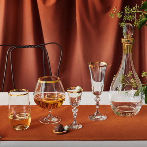 Dalia 24 Ayar Altın Yaldızlı 110 ml 6 Parça Cam Martini Kadehi