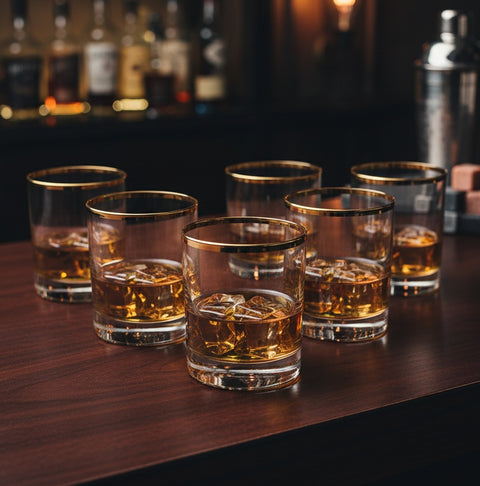 Dalia 24 Ayar Altın Yaldızlı 200 ml 6 Parça Cam Viski Bardağı