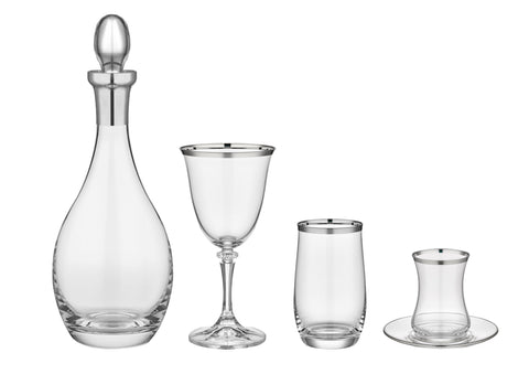 Decorium Dalia Platin 49 Parça Cam Sofra Seti