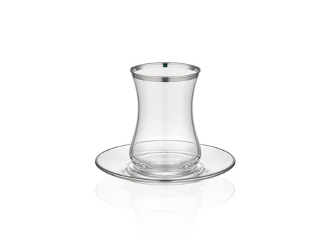 Dalia Platin Yaldızlı 100 ml 12 Parça 6 Kişilik Cam Çay Takımı