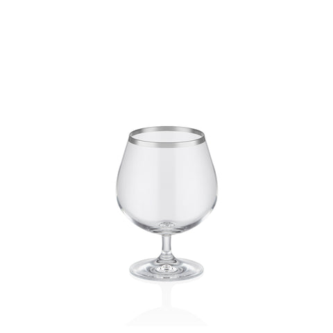 Dalia Platin Yaldızlı 550 ml 6 Parça Cam Konyak Kadehi