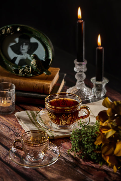 Florance 24 Ayar Altın Yaldızlı 100 ml 12 Parça 6 Kişilik Cam Çay Takımı