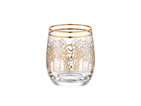 Florance 24 Ayar Altın Yaldızlı 250 ml 6 Parça Cam Viski Bardağı