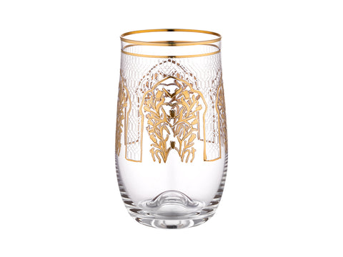 Florance 24 Ayar Altın Yaldızlı 350 ml 6 Parça Cam Meşrubat Bardağı