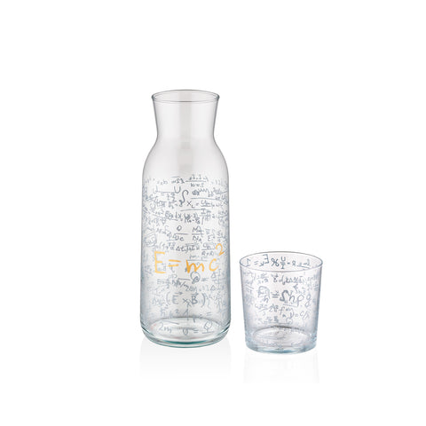 Iconic Einstein 1200 ml 2 Parça Bardaklı Başucu Cam Sürahi