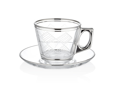 Karo Platin Yaldızlı 195 ml 12 Parça 6 Kişilik Cam Çay Takımı