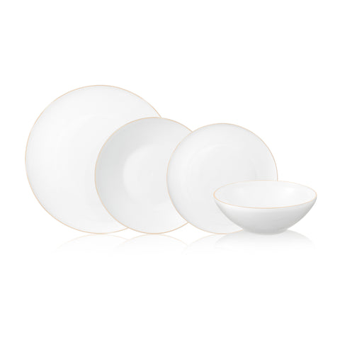 Luxe Altın 24 Parça 6 Kişilik Bone China Yemek Takımı