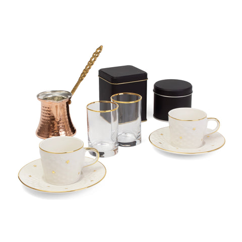 Decorium 9 Parça Altın Yaldızlı Yıldız Kahve Takımı