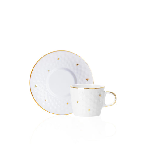 Decorium 9 Parça Altın Yaldızlı Yıldız Kahve Takımı